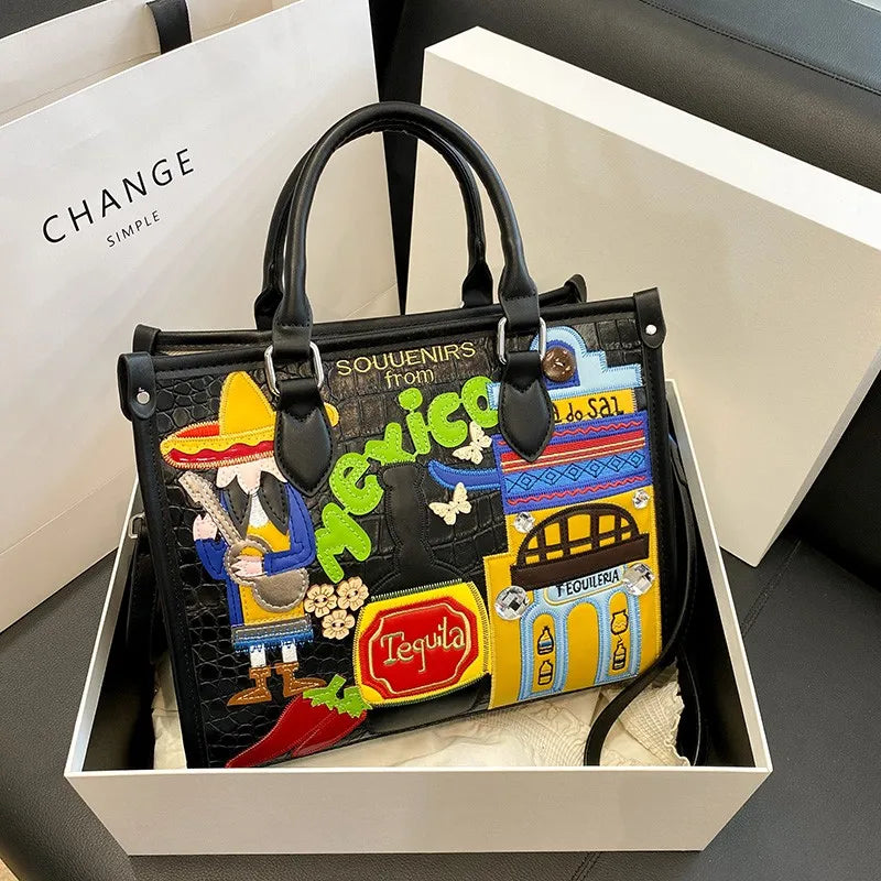 Design Patchwork Zipper 2026 Hot Sale Women's Bags Retro High Quality Women's Bags PU New Personality Stylish Shoulder Bags