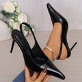 2026 Women's Shoes High Heel Fashion Non-Slip Wear-Resistant High Heels Women's Pointed Toe Patent Leather Slip-On Sandals