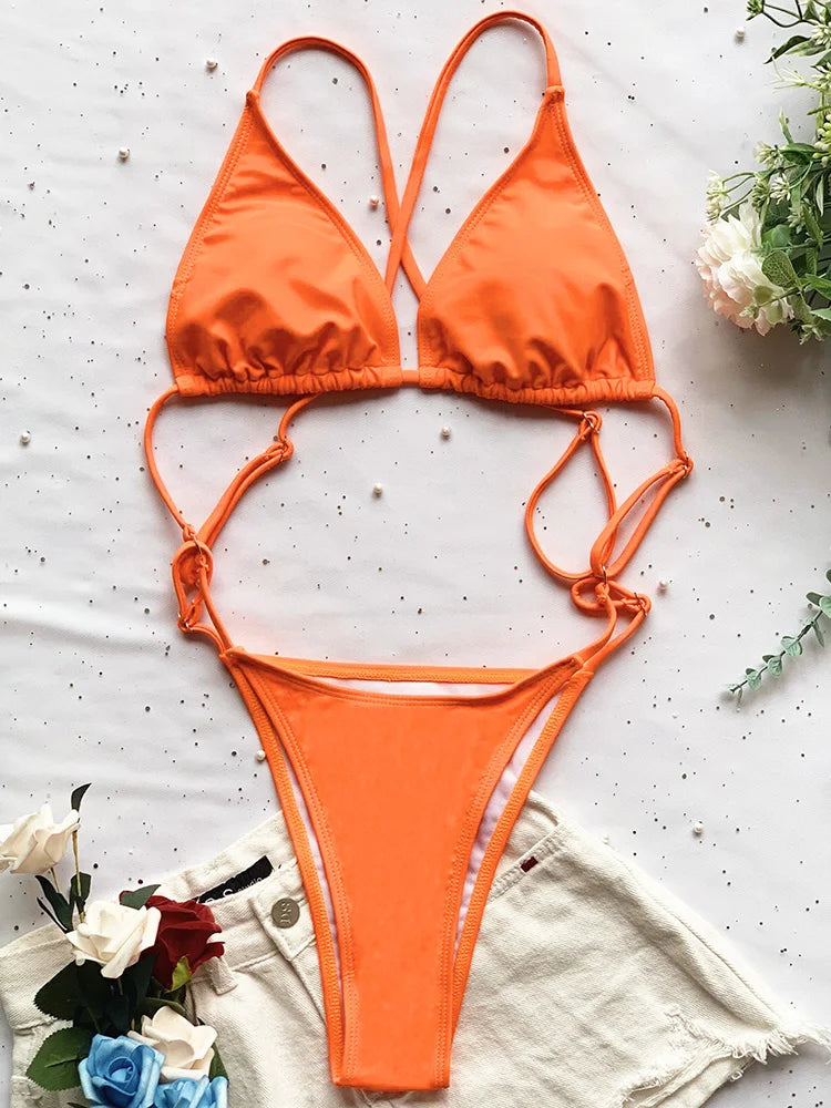 High Cut Out G String Female Swimwear One Piece Swimsuit Women Mini Micro Thong Monokini Bather Backless Bathing Suit Swim Wear
