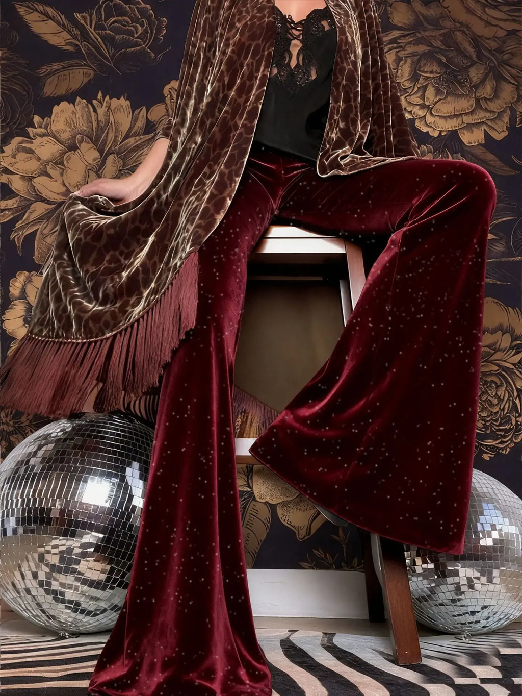 new European and American high-waisted slim shiny silver drape gold velvet bell-bottom casual pants