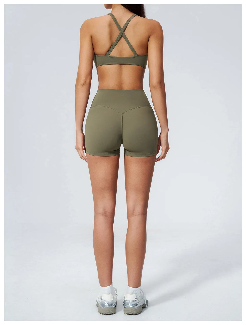 2 Piece Summer Yoga Sets for Women Hollow Back Cross Sports Bra Fitness Clothes Tight High Waist Shorts Running Workout Clothes