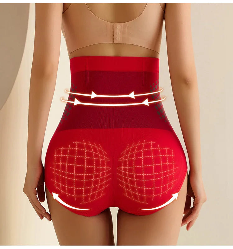 Flarixa Seamless Women's High Waist Abdomen Control Panties Magnetic Therapy Warm Uterus Underwear Body Shaping Briefs
