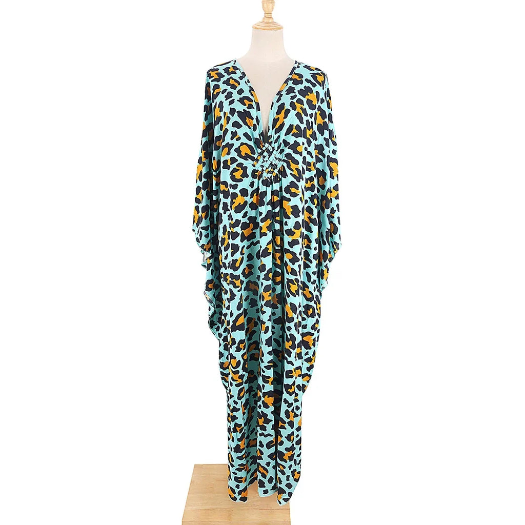 Sexy Zebra Printed V Neck Tunic Beach Cover Up Cover-ups Beach Dress Beach Wear Beachwear Beach Long Dress Female Women V4159