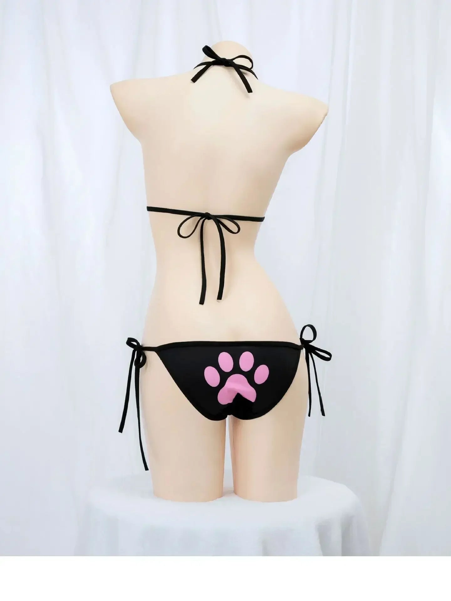 Japanese Kawaii Cat Paw Micro Bikini Set for Girl Women Bathing Suit Bandage Backless Mini Swimsuit Underwear Lingerie