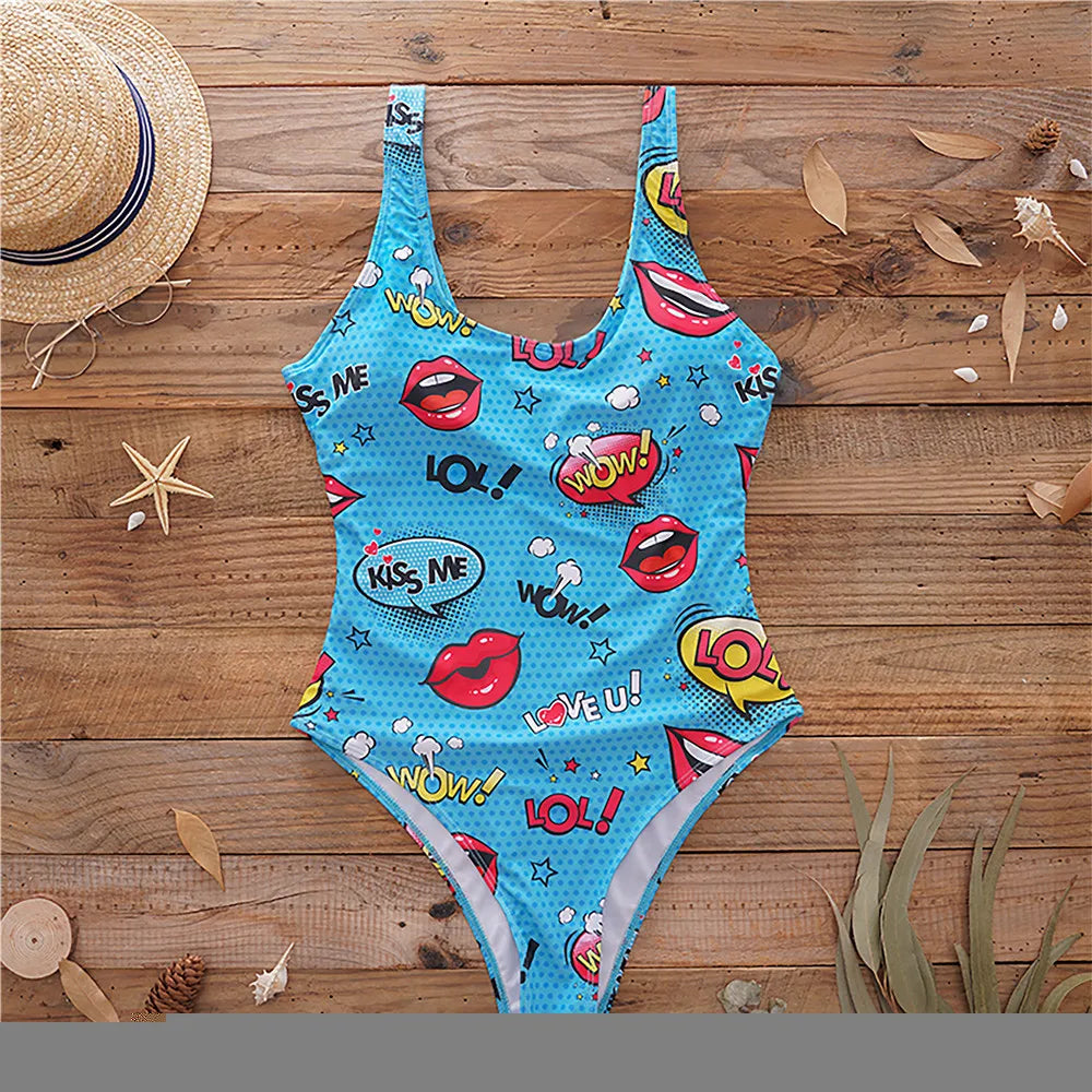 One Piece Swimsuit Women Swimwear Push Up Monokini Sexy Bodysuit Print Bathing Suit Female Beachwear Backless Swim Wear Beach