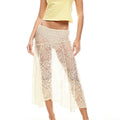 Women Summer Sexy Sheer Lace Skirt Flower Solid Color See-Through Low Rise Midi Skirt Casual Skirt for Party Beach Skirts