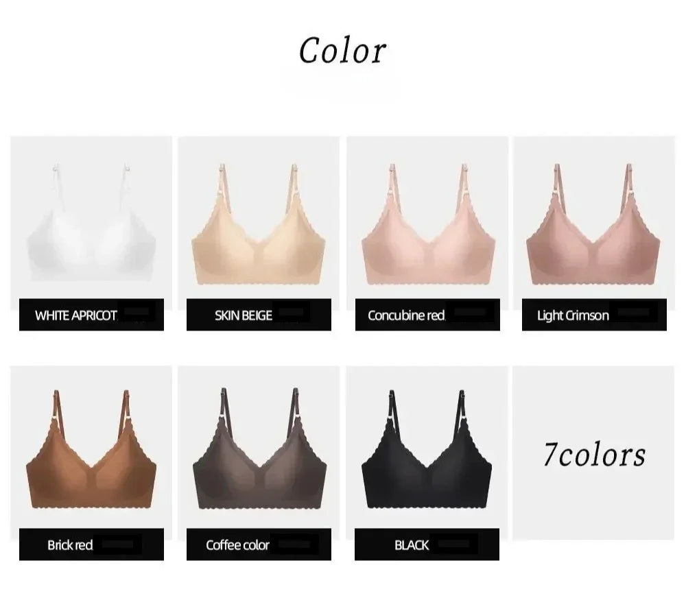 Seamless Ice Silk Ultra-Thin Breathable Bra Comfortable Breathable Underwear Women's Suspender Wavy Sexy Push-up Vest