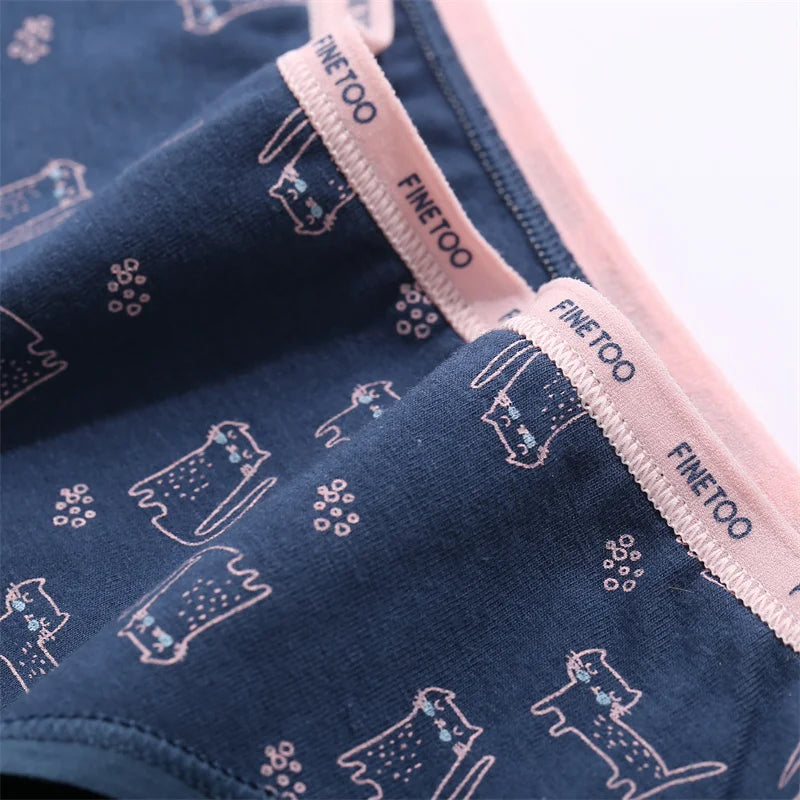 Women Printing Floral Panties 3Pcs/set Low-Rise Cotton Briefs Female Comfortable Underwear Female Soft Panties Lingerie M-2XL