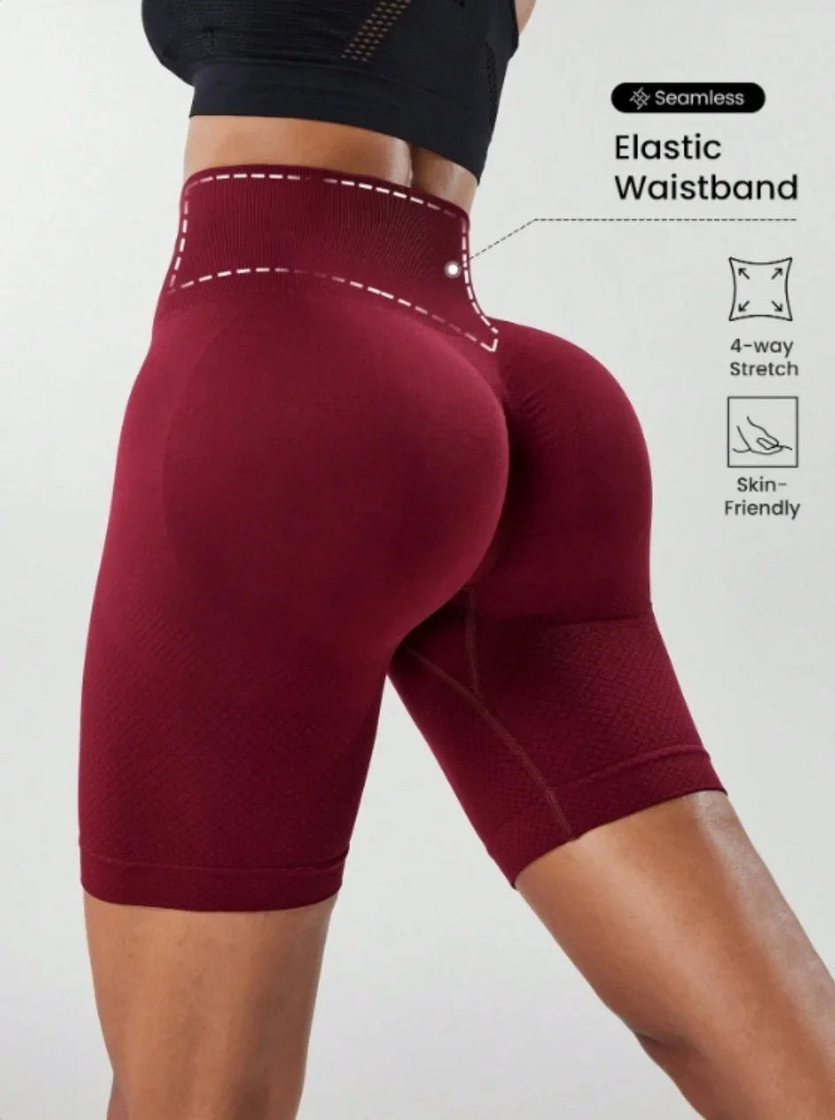 High waisted tight fitting sports shorts for women, fitness yoga pants, elastic and breathable running pants, fashionable and sl