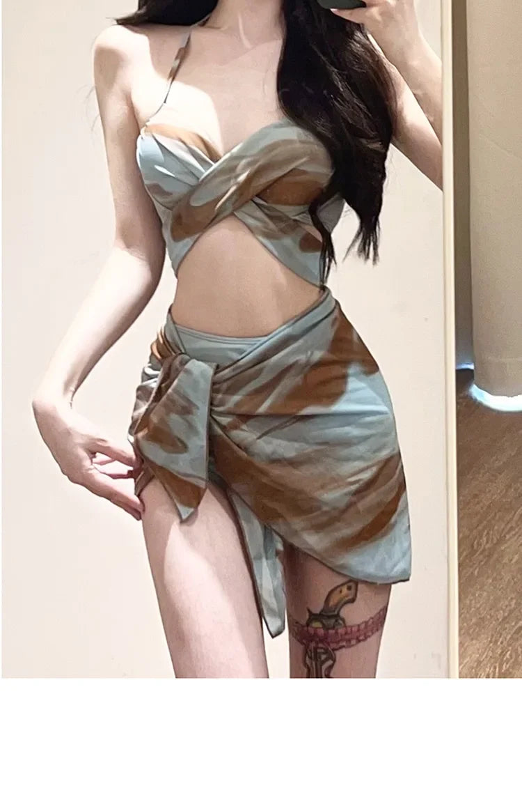 New Fashionable Plus Size Multi Piece Set Split Swimsuit for Women Covering  Belly  Slimming Down Hot Spring Vacation Swimsuit