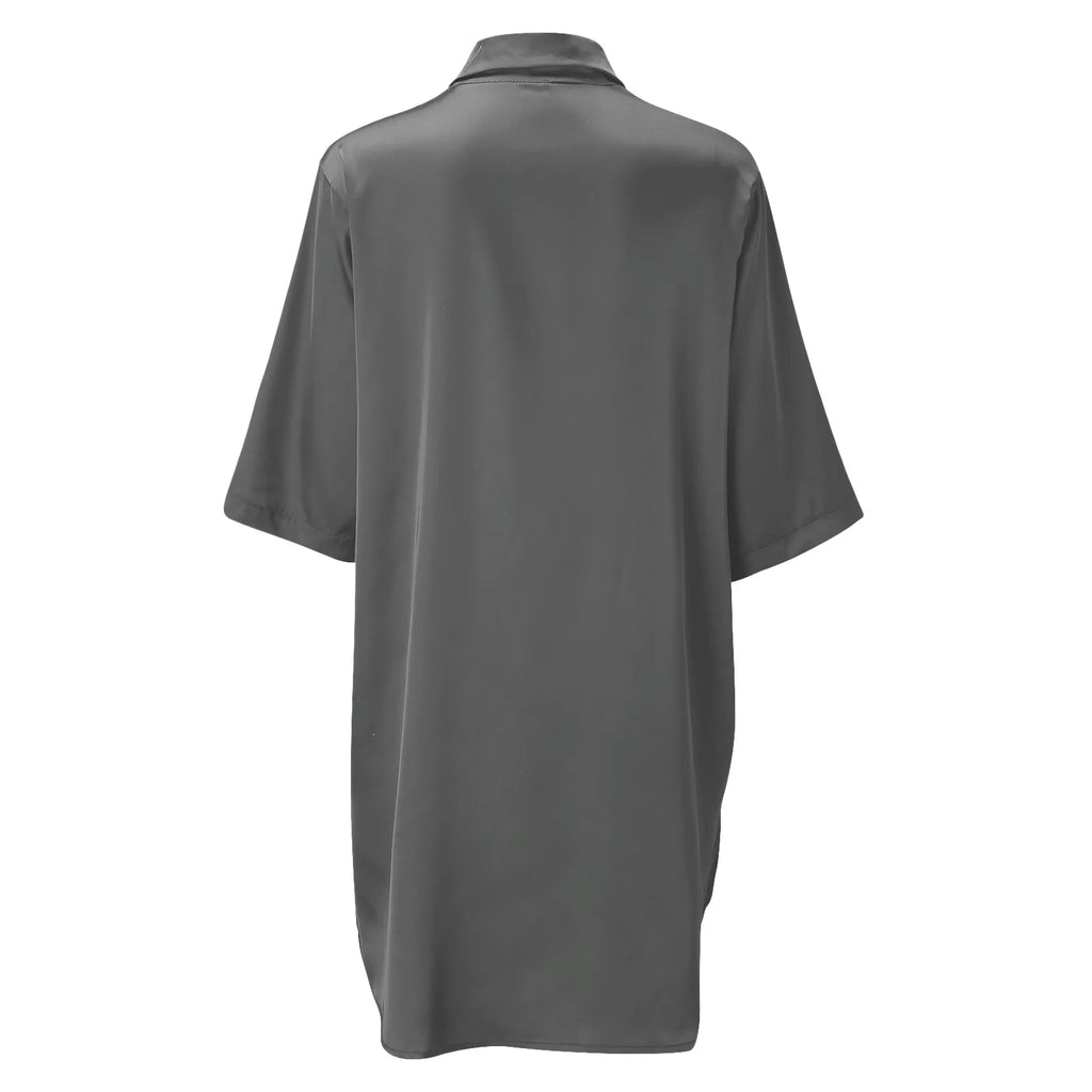 New Women's Solid Color Silky Comfortable Soft Pajamas Sexy Short Sleeve Nightshirt Smooth & Skin-Friendly Home Sleepwear Lounge