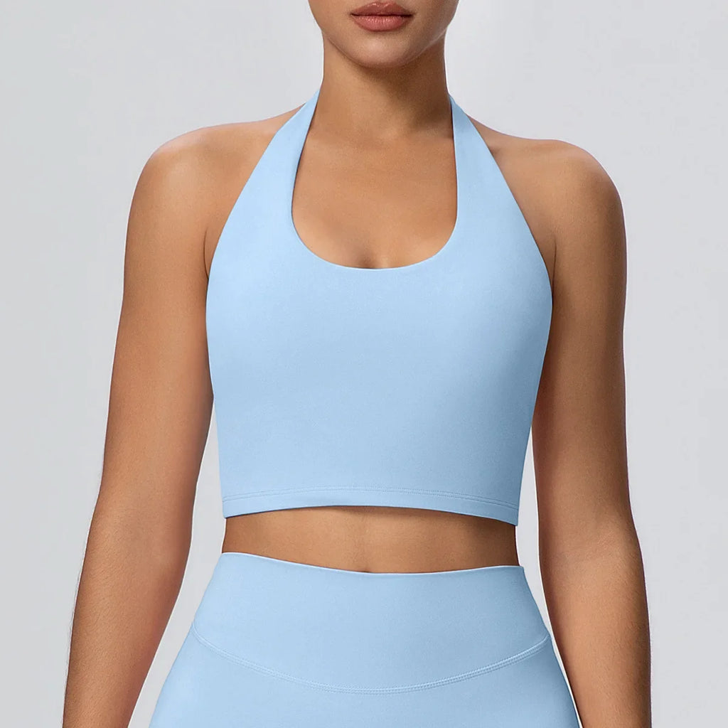 Sexy Gym Women's Sports Bra Breathable Hanging Neck Backless Sports Bra Women's Comfortable Exercise Pilates Training Yoga Top