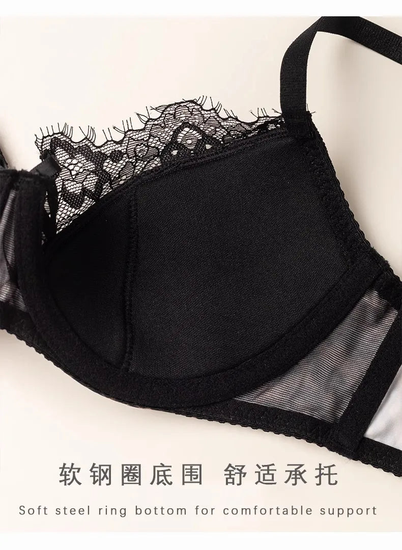 Sexy leopard print lace underwear for women, thin, small breasts, push-up, large bra, anti-sagging bra, new style
