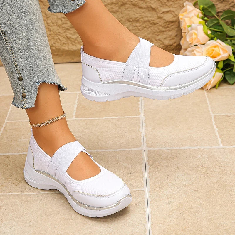 Spring Summer Breathable Flats Women Plus Size 43 Slip On Platform Sneakers Woman Comfortable Soft Non Slip Casual Shoes Female