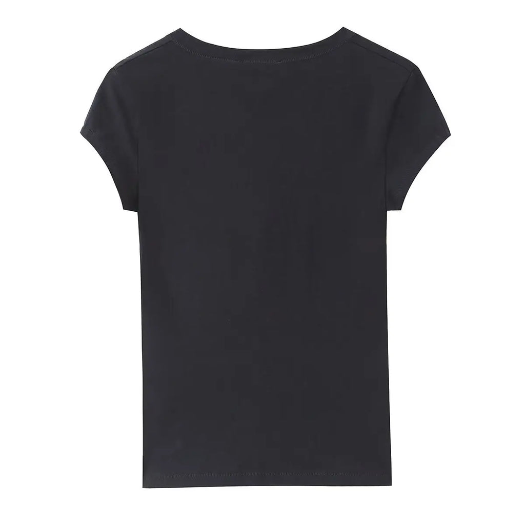 Women's Short-Sleeve Slim-Fit Simple V-Neck T-Shirt Colors Women V Neck Slim Fit Short Sleeve T Shirt Casual Top For Summer K1LO