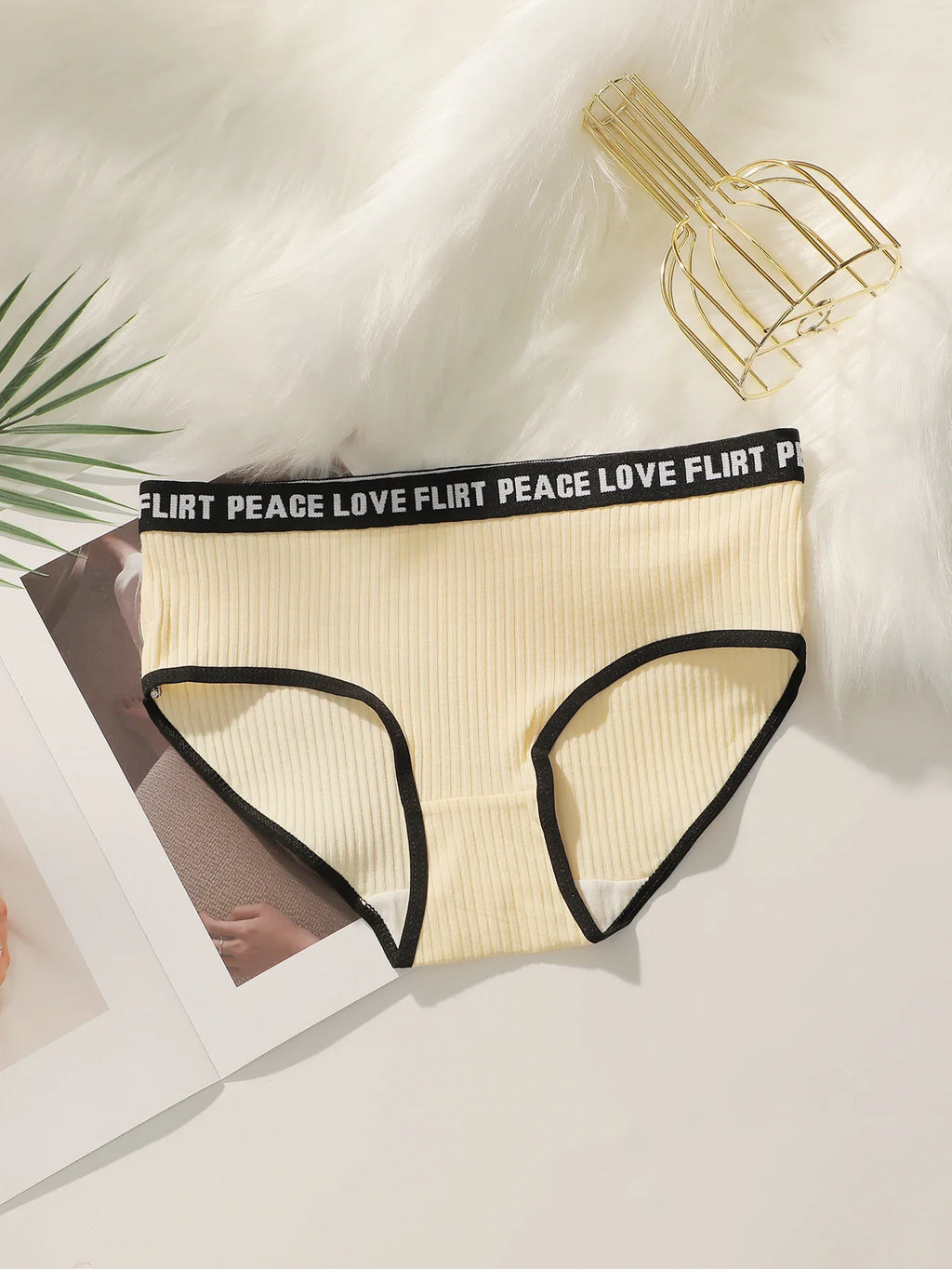Women's High Waist Panties  Letter Elastic Waistband Soft Ribbed Fabric Comfortable Briefs for Daily Wear women bra K2809