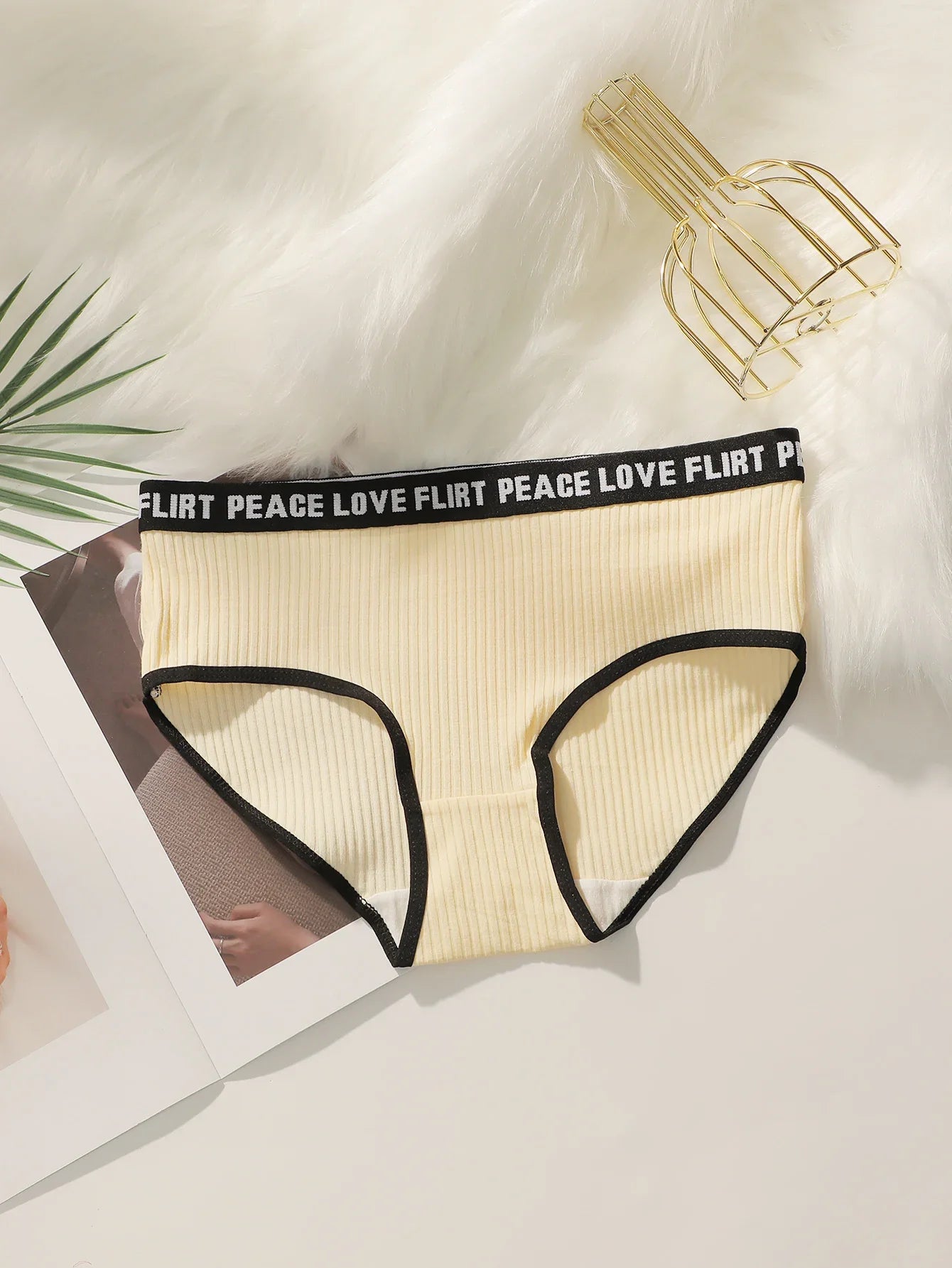 Women's High Waist Panties  Letter Elastic Waistband Soft Ribbed Fabric Comfortable Briefs for Daily Wear women bra K2809