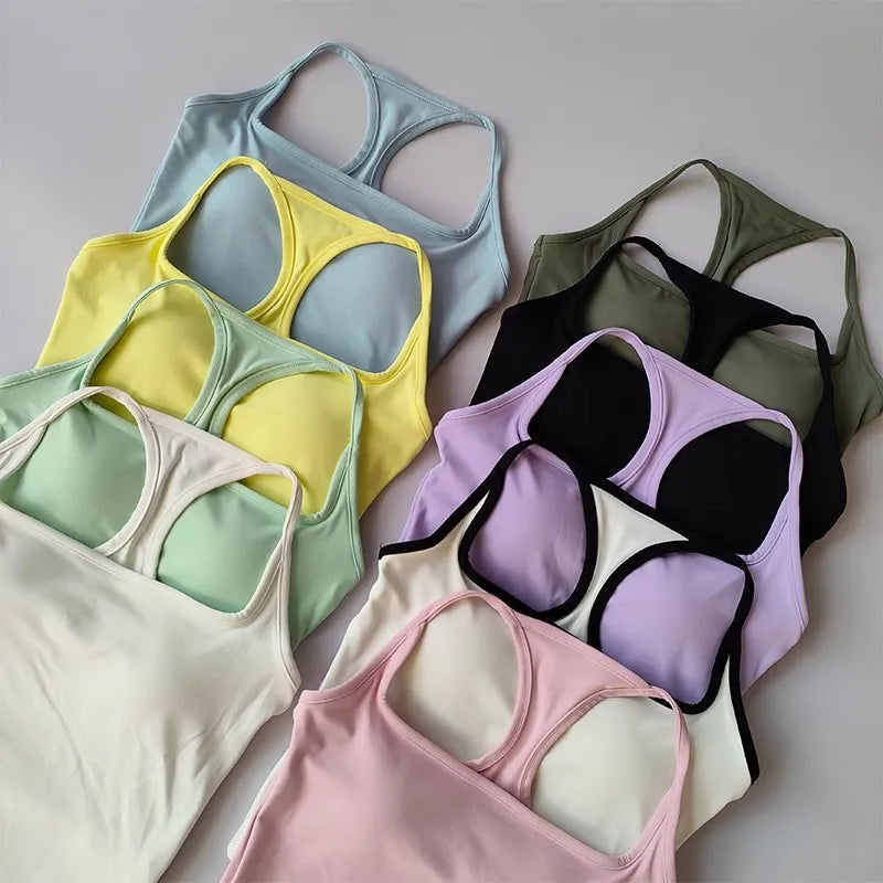 Women's Cross-Back Yoga Sports Vest One-Piece Cup Versatile Training Fitness Bra Colorful Fitness Clothing for Active Women