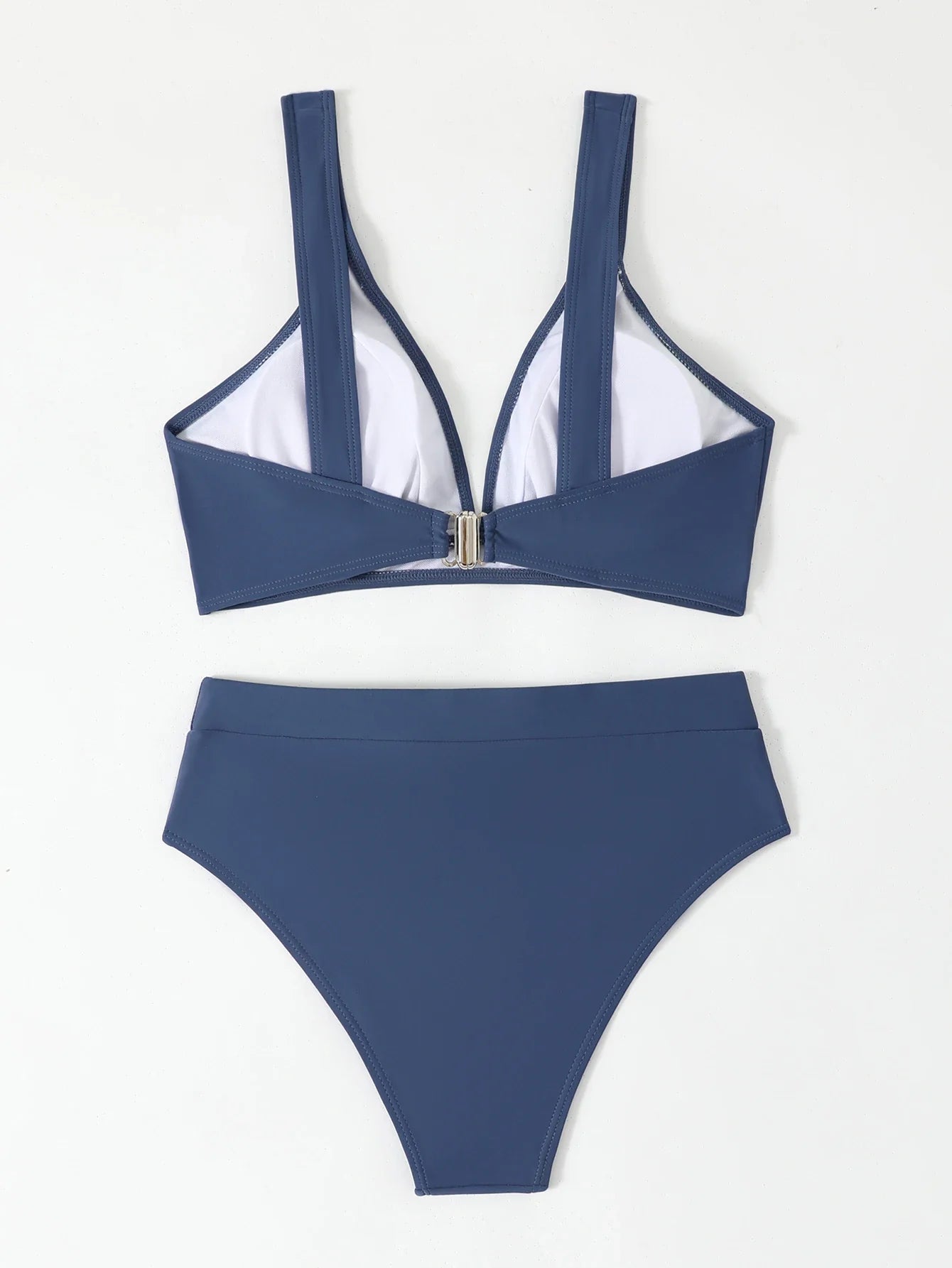 2026 High Waist Bikinis Women V-neck Swimwear Female Sexy Strappy Swimsuit Solid Bathers Bathing Swimming Swim Suit Beachwear