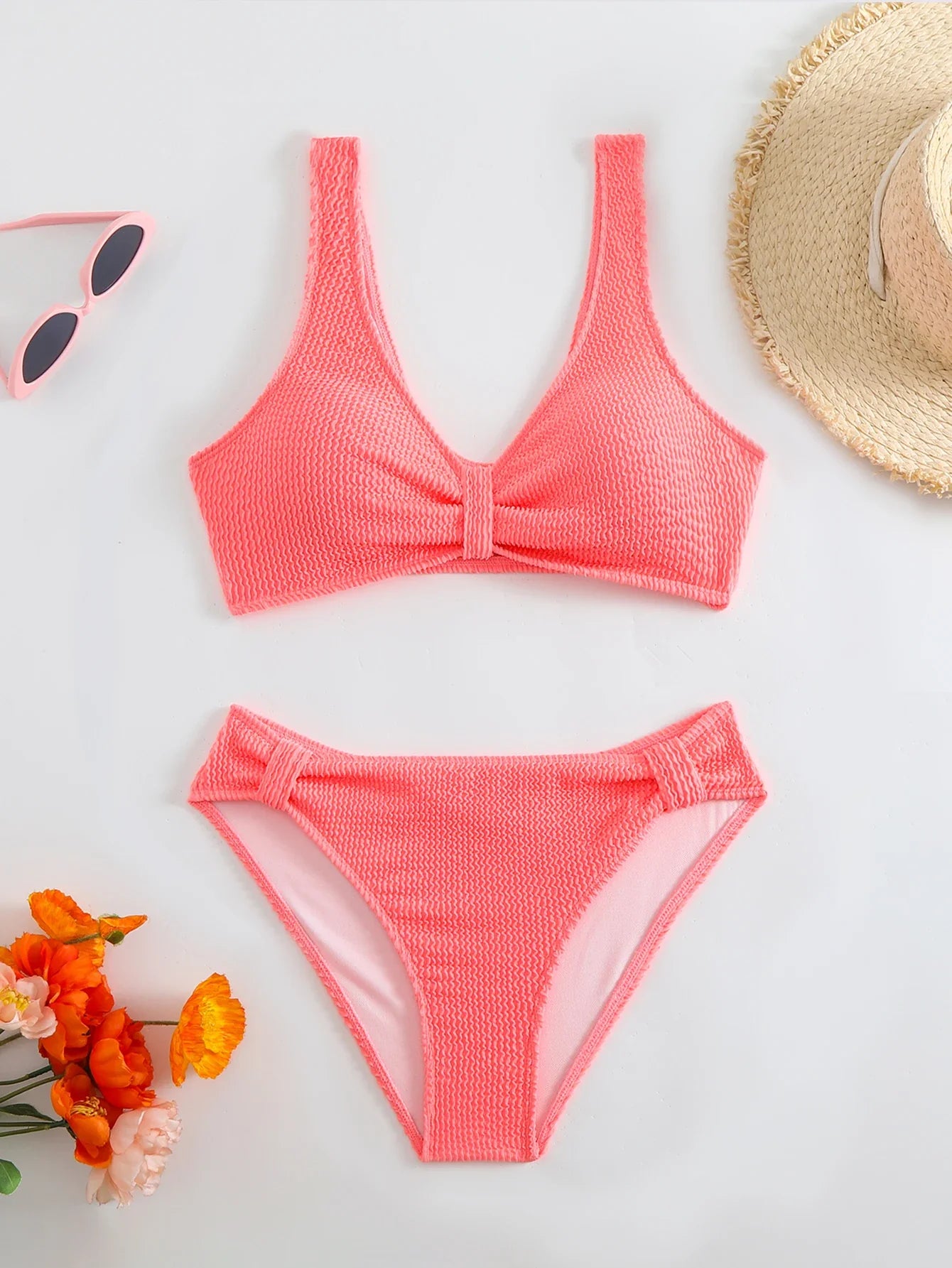 High Waist Bikini 2026 Women Sporty Swimsuit Solid Sexy Striped Swimwear Female Bathers Bathing Swimming Swim Suit Beachwear