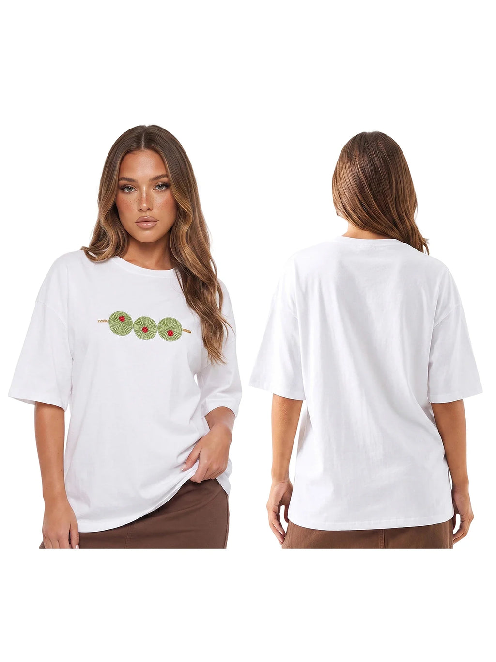 Women Oversized Short Sleeve T-shirt Sparkle Shell Embroidery Loose Shirts Summer Daily Casual Baggy Tops