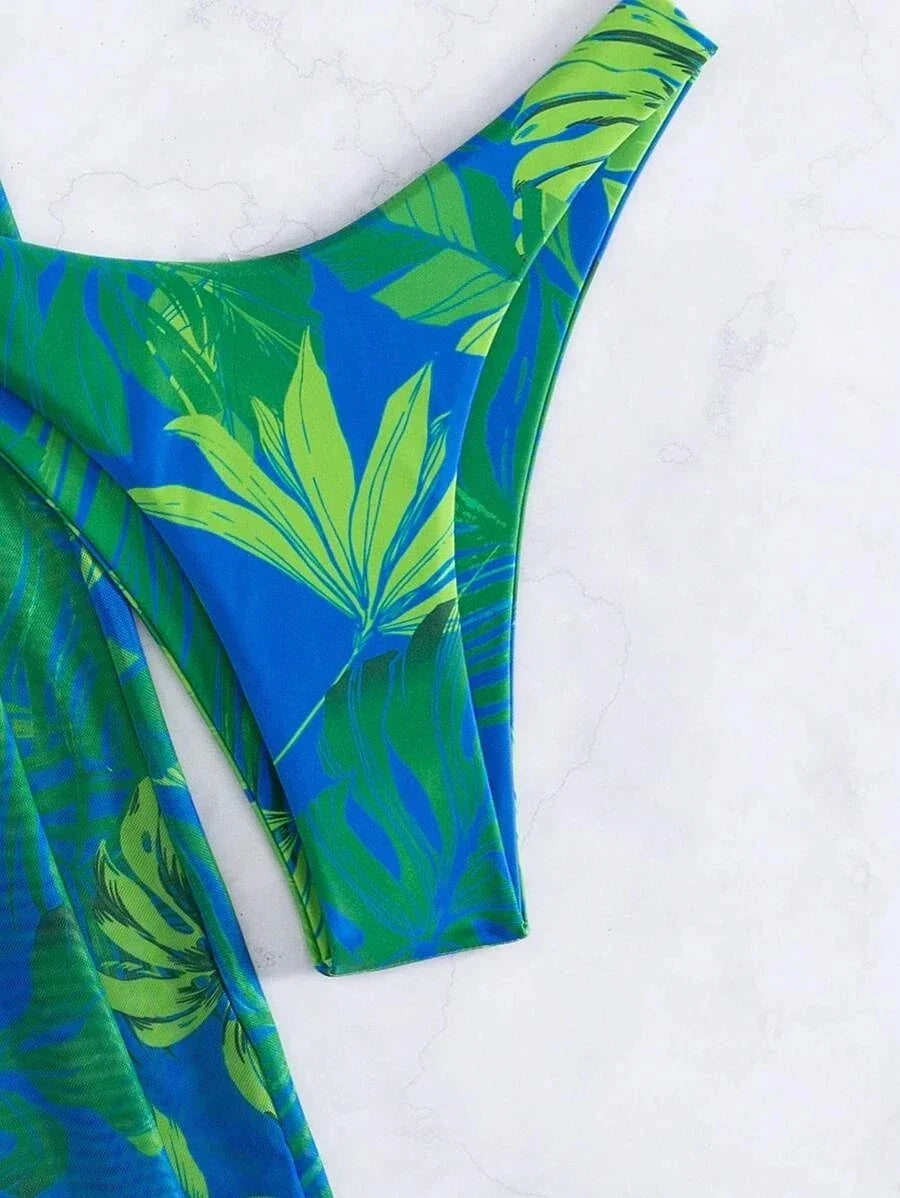 3 Pieces Strappy Bikini 2026 Women Printed Swimsuit Sexy Swimwear Female With Beach Pants Bathers Bathing Swimming Swim Suit