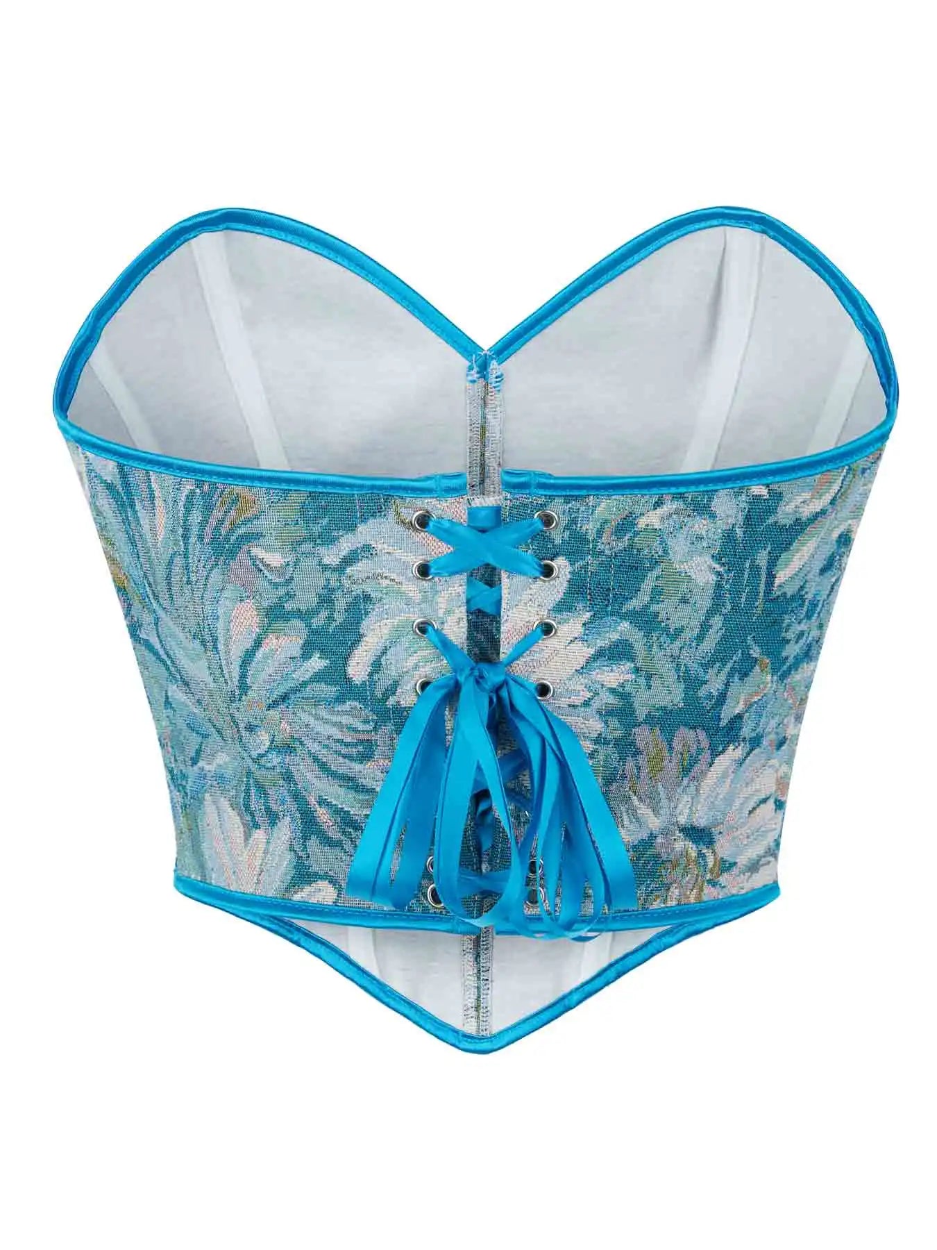 New French retro printed vest women wear fishbone corset with U-neck to gather the palace corset.
