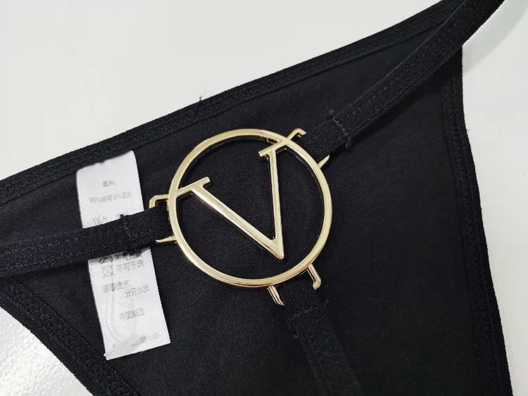 Metal Chain Hot Sexy Women Panties Cotton G String Girls Briefs Letter Thong Erotic Female Underwear Low Waist Intimates