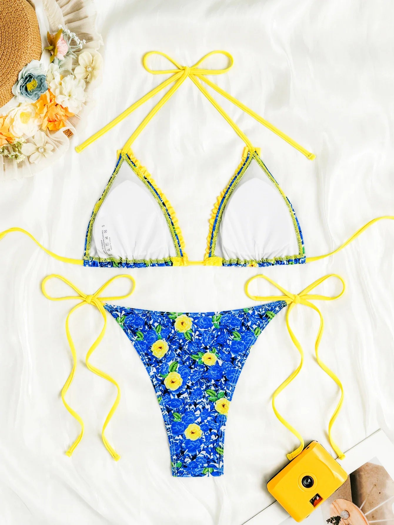 2025 Triangle Halter String Bikini Women Printed Swimwear Female Sexy Blue Swimsuit Bathers Bathing Swimming Swim Suit Beachwear