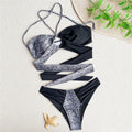 Sexy Snake Print Halter Bandeau Bikinis Set Thong Swimsuit Women Push Up Swimwear High Cut Bathing Suit Biquini Beachwear bikini
