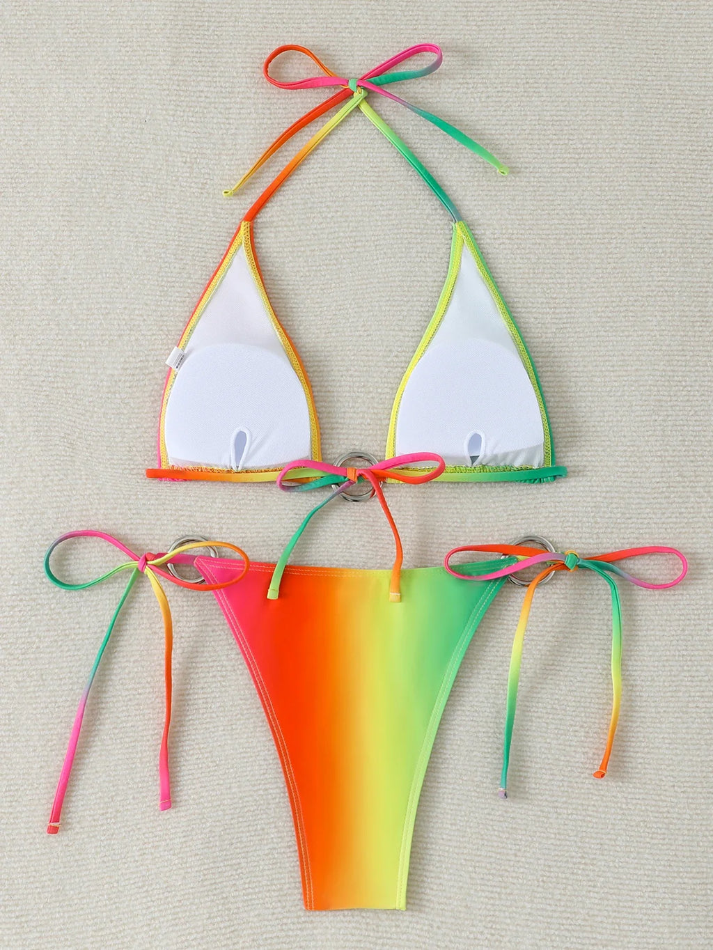 Halter Triangle String Bikinis 2026 Women Sexy Ring Linked Swimsuit Printed Swimwear Female Bathers Bathing Swimming Swim Suit