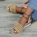 Gold Rivets Decor Wedges Sandals Women Summer Lightweight Platform Sandles Woman Plus Size 43 Ankel Buckle Rome Sandalias Mujer