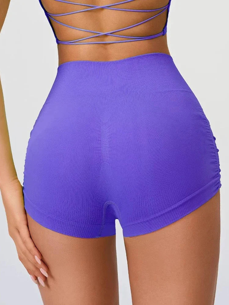 High Waist Women's Yoga Fitness Shorts Tight Fit Abdominal Slimming Lifted Buttocks Three Part Pants Exercise Clothing