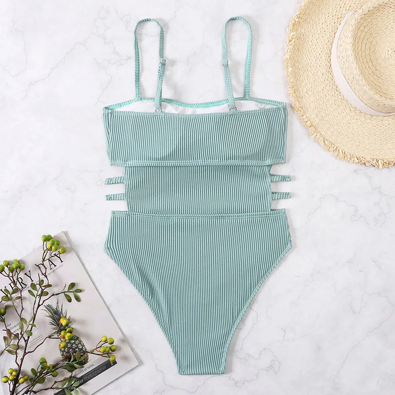 2026 Swimsuit One Piece Solid Swimwear Women One-piece Bathing Swim Suit Female Padded Beach Wear Swimming Summer