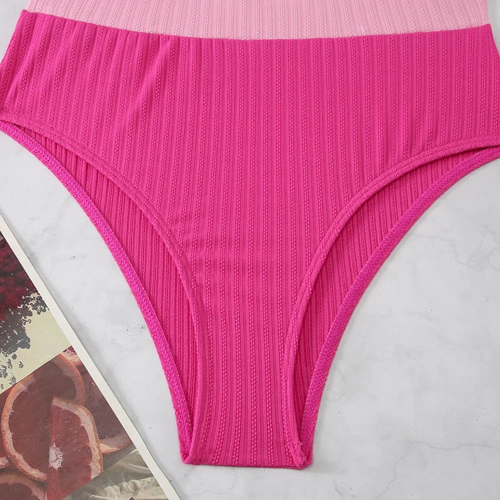 Strappy Bikinis 2026 Women High Waist Swimwear Female Sexy Swimsuit Solid Bathers Bathing Swimming Swim Suit Beachwear Summer