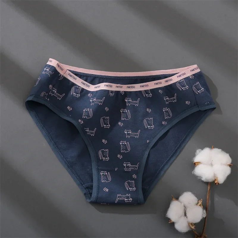3Pcs/set Women Printing Floral Panties Low-Rise Cotton Briefs Female Comfortable Underwear Female Soft Panties Lingerie M-2XL
