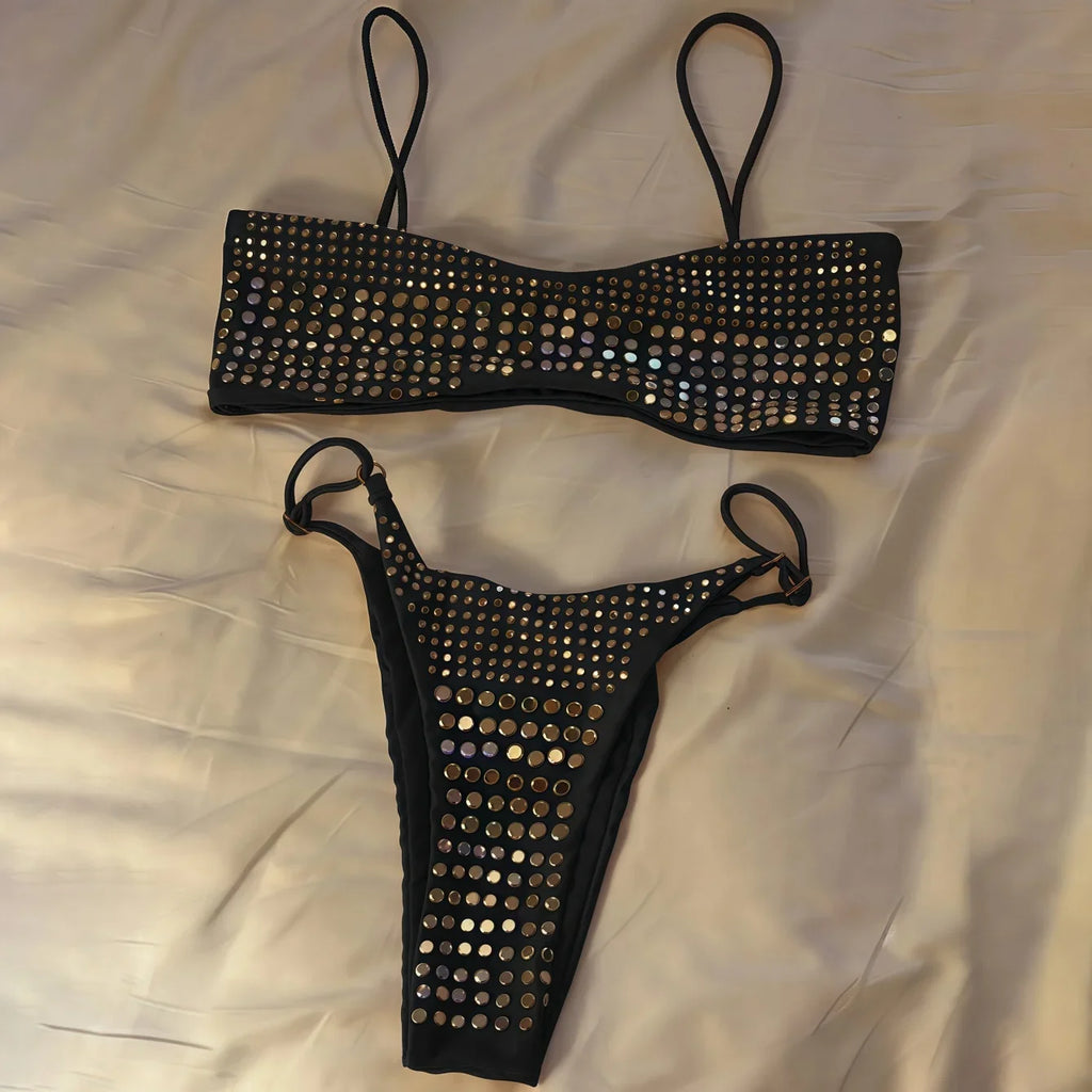 2026 New Sexy Diamond Bikini Women Swimsuit Bandeau Biquini Push Up Swimwear Female Shiny Bathing Suits Bodysuit Beachwear