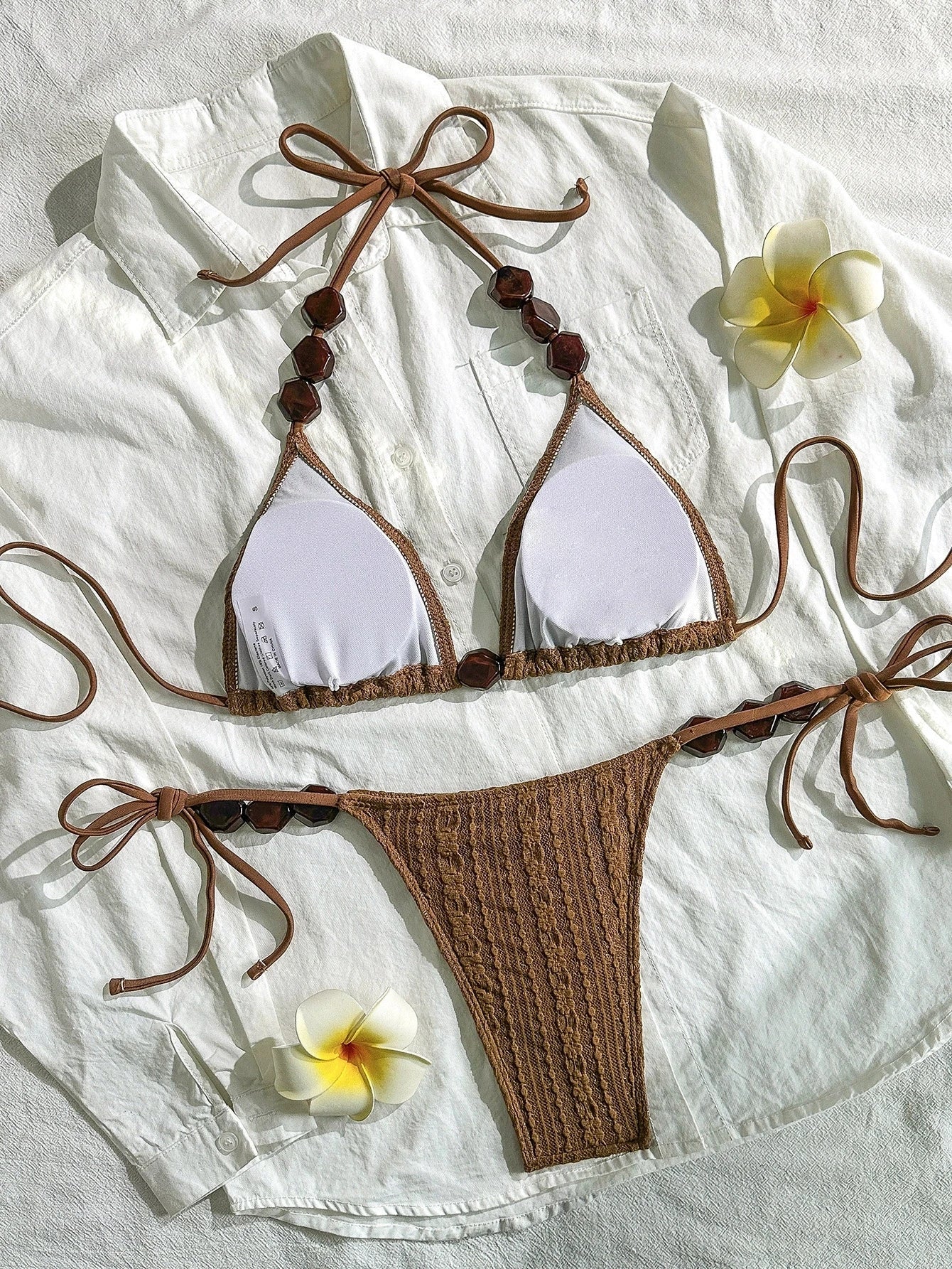 DEKA Sexy Brazilian Bikini Solid Color Tie-Side G-String Bikini Set Breathtaking Bathing Suit with Feminine Bandage Design Beach