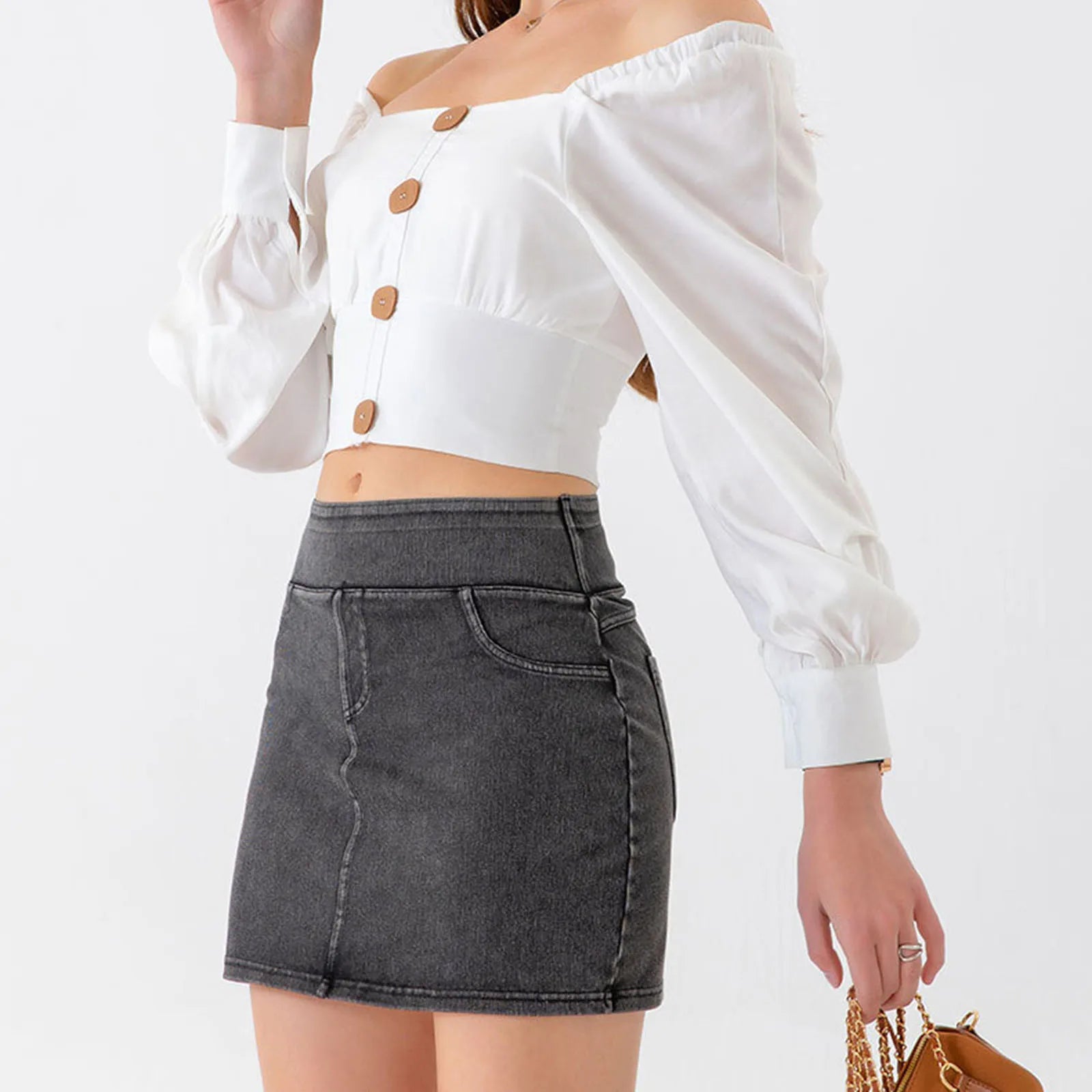 Sexy Hip Mini Denim Skirt High Elastic Slimming Jean Skirt Summer Jeans Harajuku Streetwear Sexy Hot Girl Casual A-Line Skirts