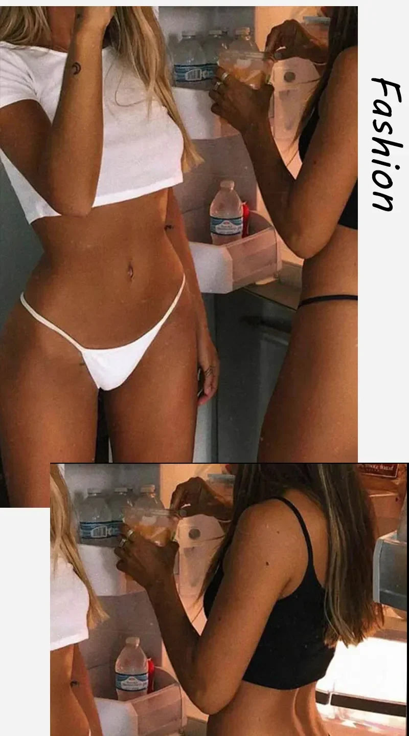 New 3PCS/Set Cotton Bikini Panties Women Sexy Solid Color Low Waist Thongs Female Breathable G-String Underwear Comfort Lingerie
