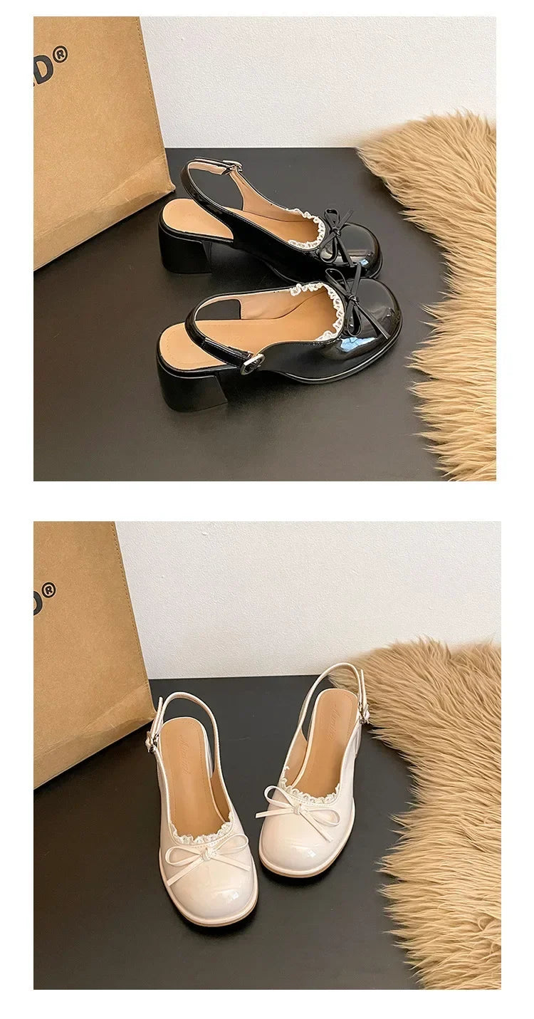 Thick Heel Women Sandals Height Increase Cover Toes Slingbacks Muels Shoes Elegant Stripper Party Dress Female Sandalias