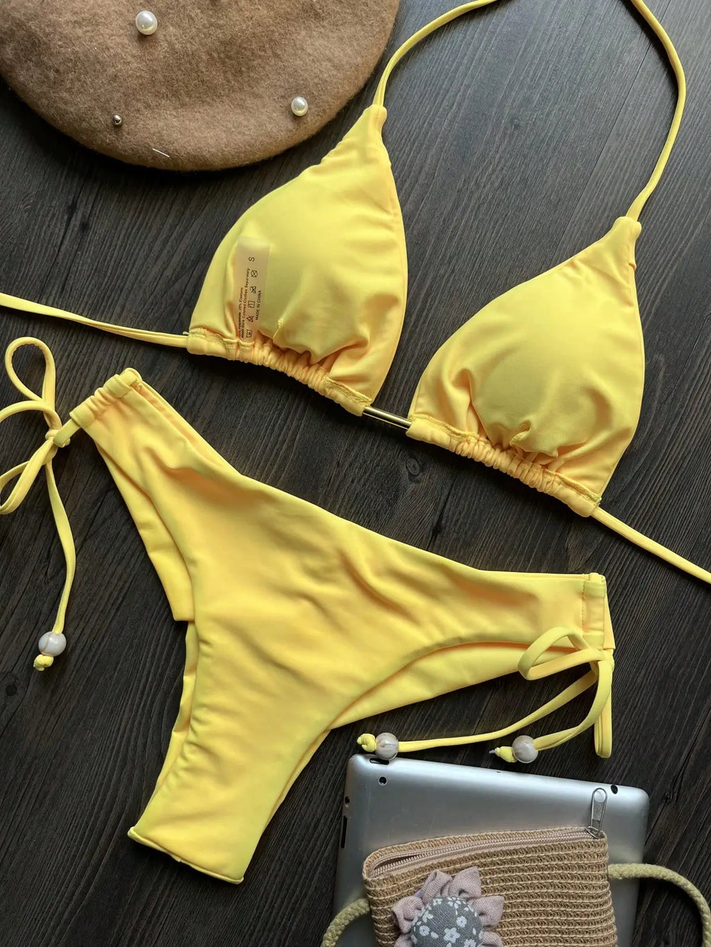 New Solid Color Bikini Set 2026 Women's Swimsuit Hanging Neck Rope Split Swimsuit 2-piece Set Summer Beachwear