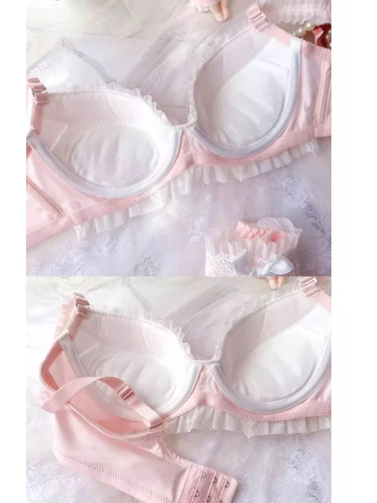 School! MOYISU Japanese Embroidery Bra Set Water Lace Thin Cup Push Up Small Chest Cute Bralette Top Teen Girls AU Summer Sale