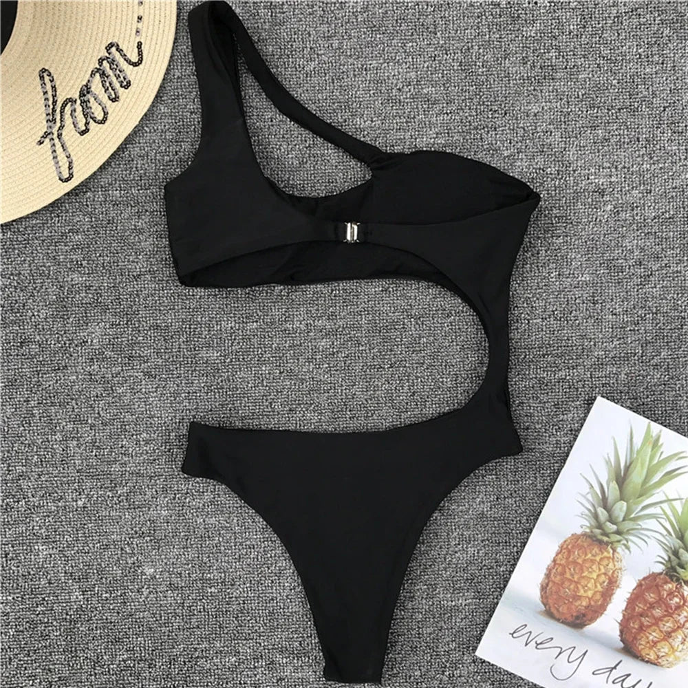 2026 Asymmetric One Shoulder Women Swimwear One Piece Swimsuit Female Monokini Bather High Cut Out Bathing Suit Swim Bodysuit