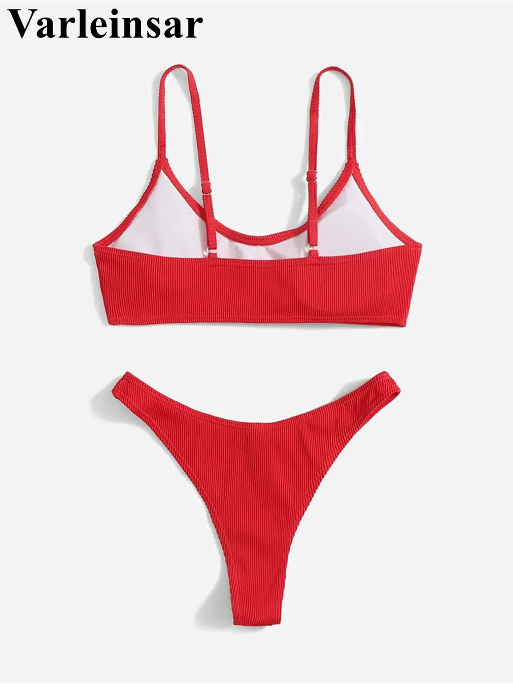 Ribbed High Leg Cut Bikini Female Swimsuit Women Swimwear Two-Pieces Bikini Set Brazilian Padded Bather Bathing Suit Swim V7126