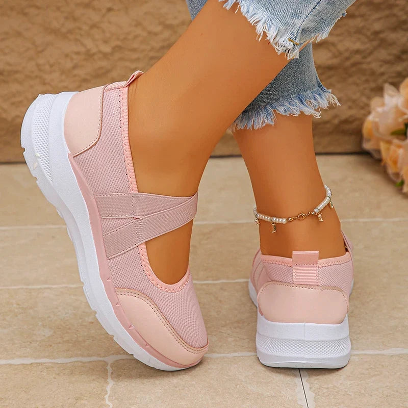 Spring Summer Breathable Flats Women Plus Size 43 Slip On Platform Sneakers Woman Comfortable Soft Non Slip Casual Shoes Female