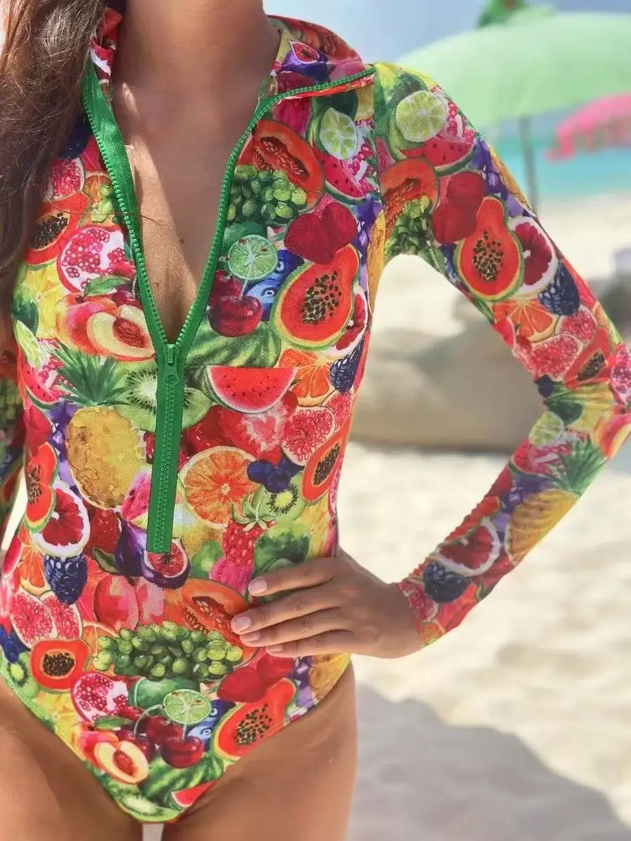 Long Sleeve One Piece Swimsuit 2026 Sexy Swimwear Women Surf Swim Suit Push Up Bathing Suit Beachwear Monokini Bath Suits