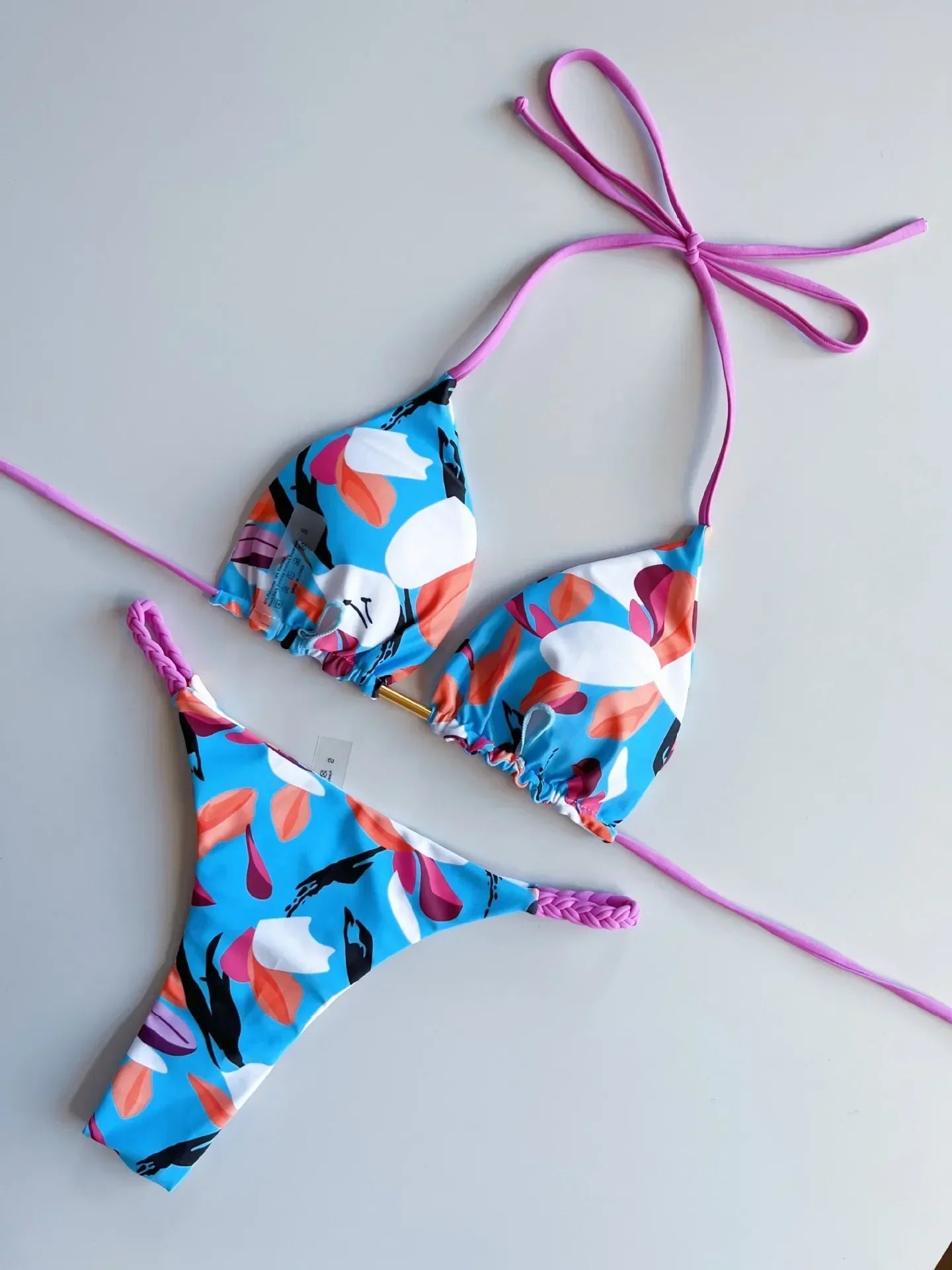 Leopard Halter Scrunch Butt Micro Thong Bikini Women Swimwear Female Swimsuit Two-pieces Bikini Set Bather Bathing Suit Swim