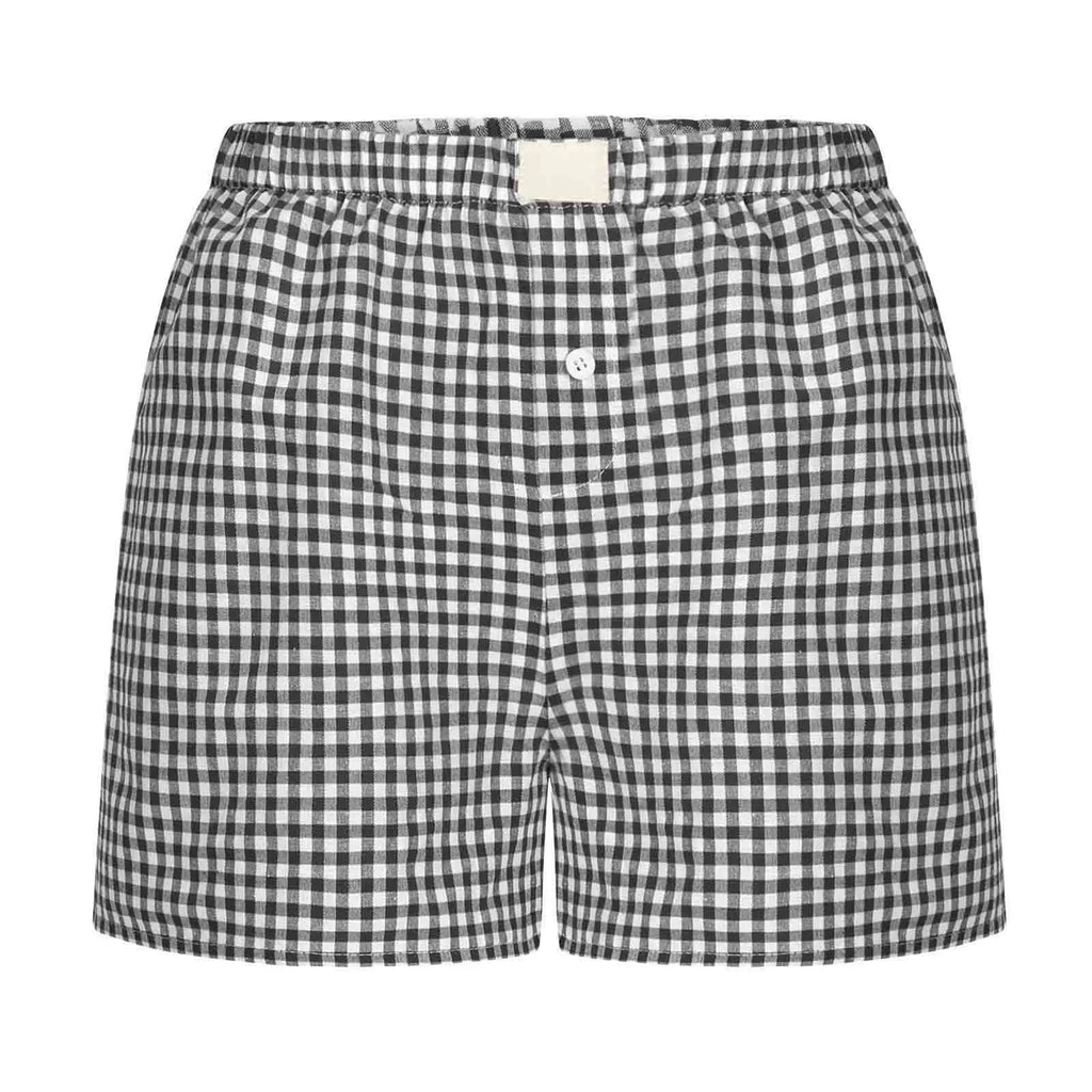Teen Girls Plaid Shorts Elastic Waistband Pull-On Casual Lounge Summer Outfit Red Blue Color Women's Fashion