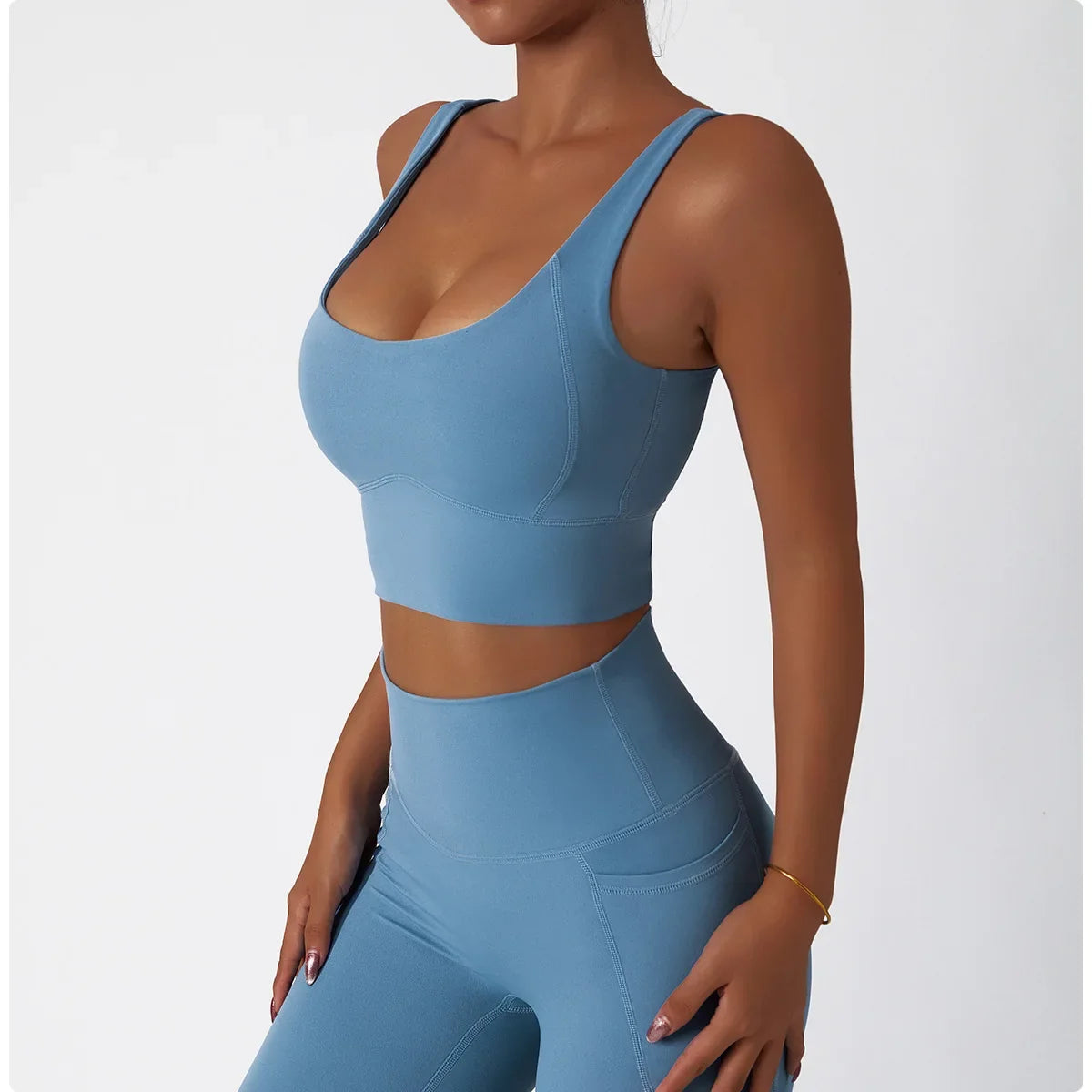 Comfort SkinFriendly Sports Bra With Chest Pad Tank Top Women Gym Fitness Running Yoga Bra Stretch Pull Up Vest Underwear Women